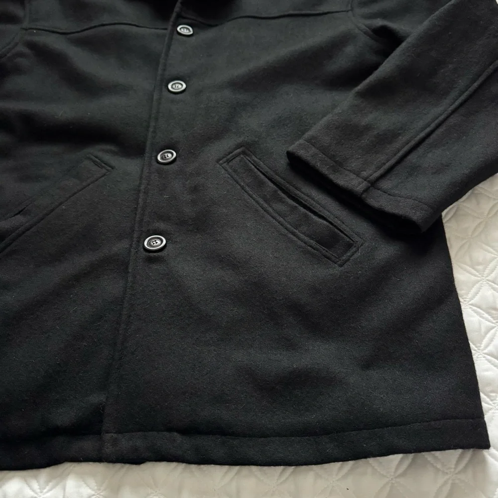 Carbon Men's Black Wool Blend Button Down Car Coat Size XL - Picture 6 of 14